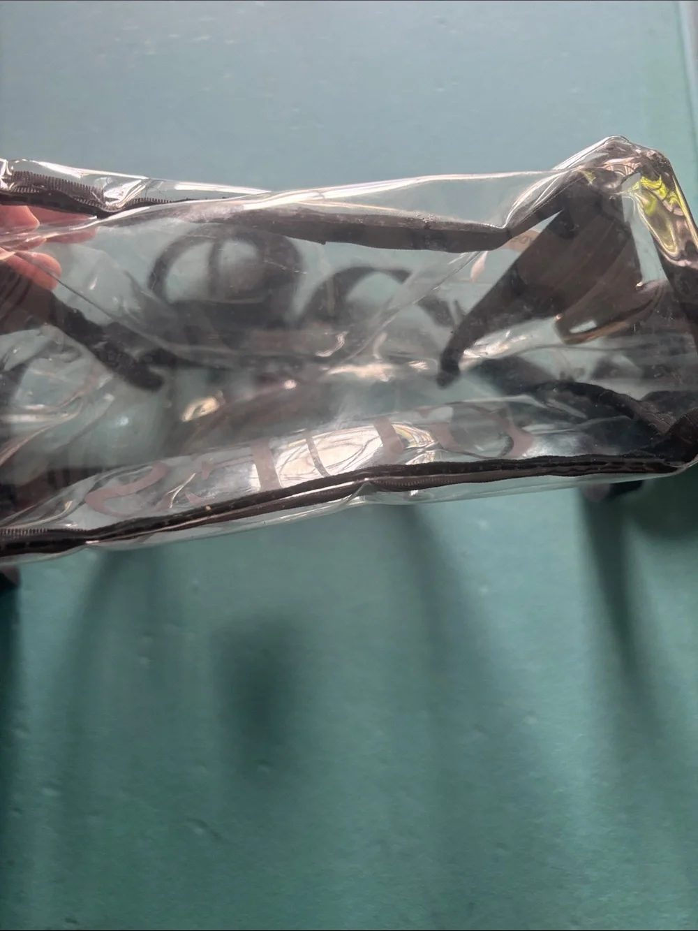 GUESS stadium Clear Black Trim logo Backpack - Transparent Stadium Bag